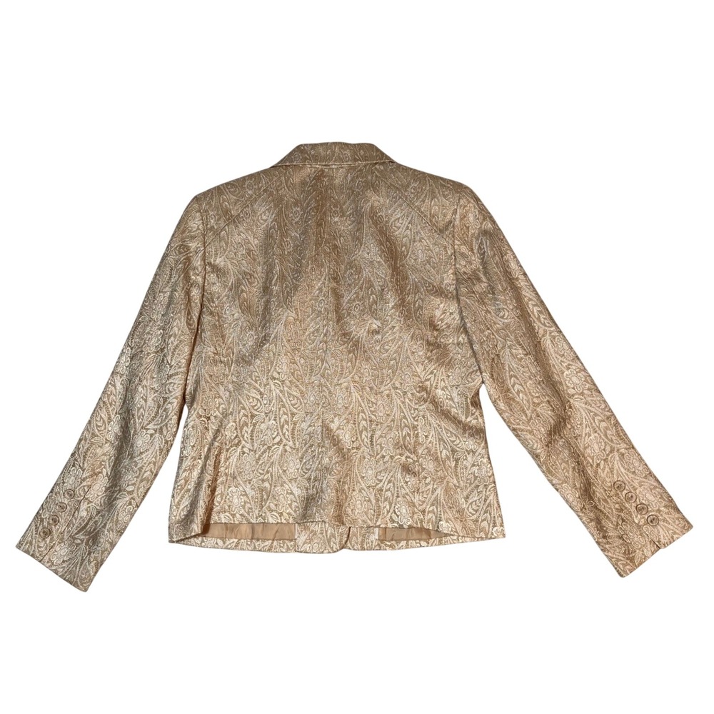 Gold‎ Brocade Paisley Blazer Size 12 Metallic Jacquard Evening Jacket - Picture 10 of 15